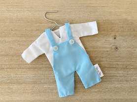 Broekpakje in stof - turquoise / wit