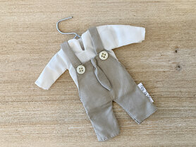 Broekpakje in stof - taupe / ecru