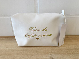 Toilettas Voor de liefste mama - lederlook wit