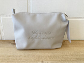 Toilettas Voor mijn liefste mama - lederlook grijs