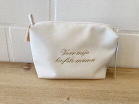 Toilettas Voor mijn liefste mama - lederlook wit
