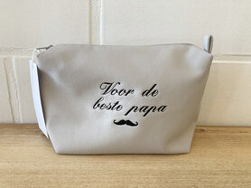 Toilettas Voor de beste papa - lederlook grijs