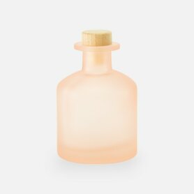 Fles rond met hout dop large - frosted blush