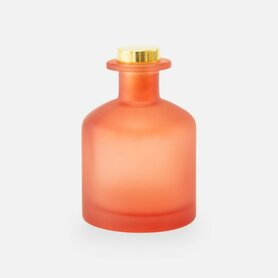 Fles rond met goud dop large - frosted terra