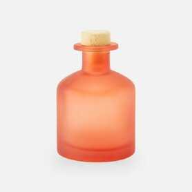 Fles rond met hout dop large - frosted terra