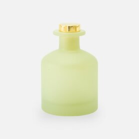 Fles rond met goud dop large - frosted zijdegroen