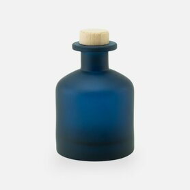 Fles rond met hout dop large - frosted marine
